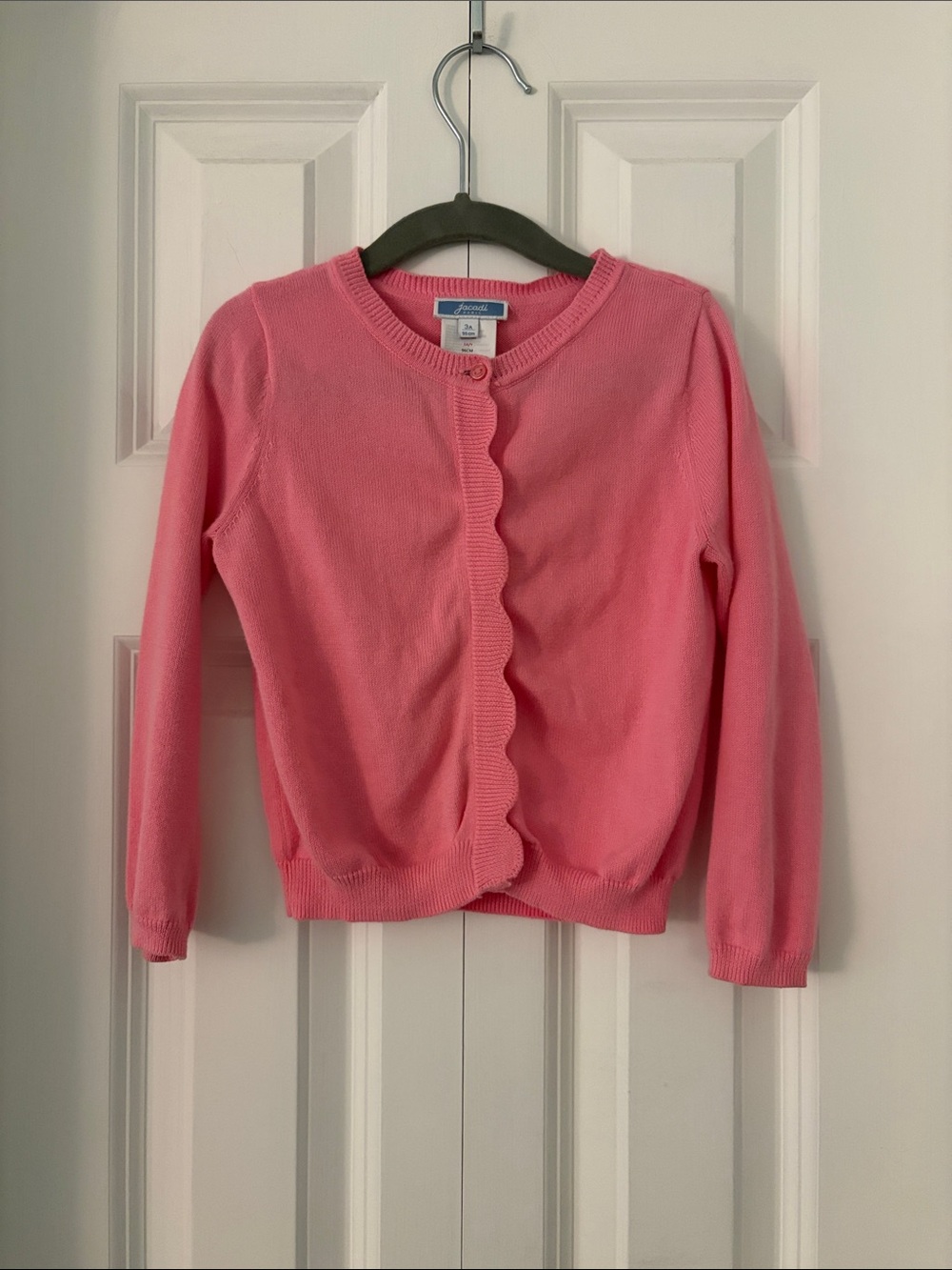 Jacadi Toddler Pink Scalloped-Trim Crewneck Cardigan